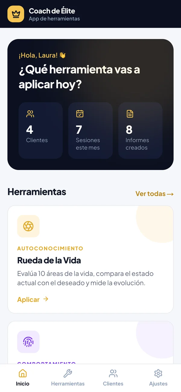 App Coach de Élite en el celular